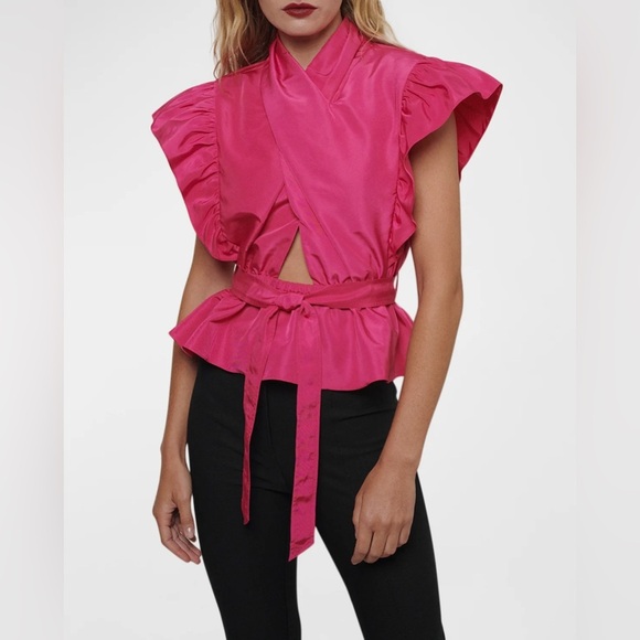 Derek Lam 10 Crosby | Brynn Ruffle Wrap Top - Picture 1 of 7